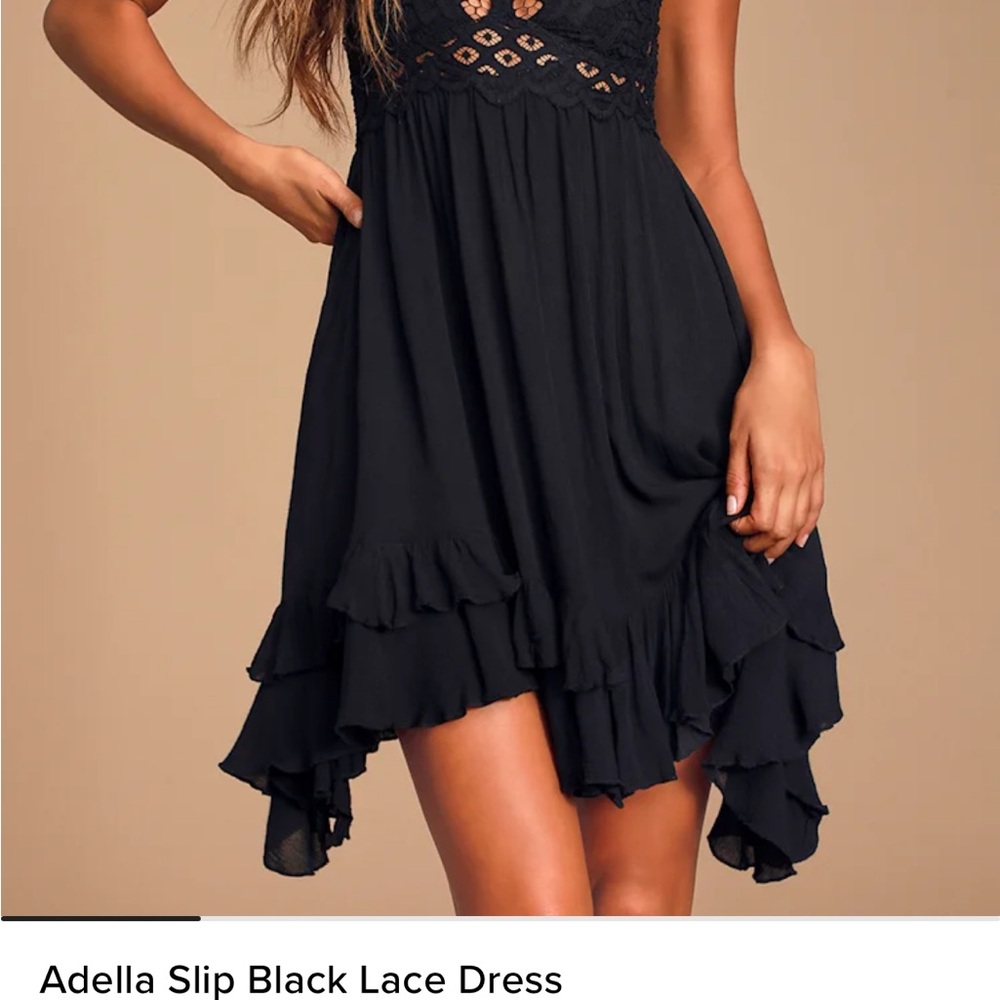 Free People Black High Low Lace Dress